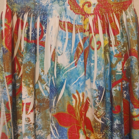 Womens DNLA SPORT Dress Smocked Strapless Floral Beach Vacation Resort SZ Large - Picture 4 of 8